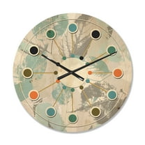 Designart 'Foliage Retro Design I' Mid-Century Modern Wood Wall Clock
