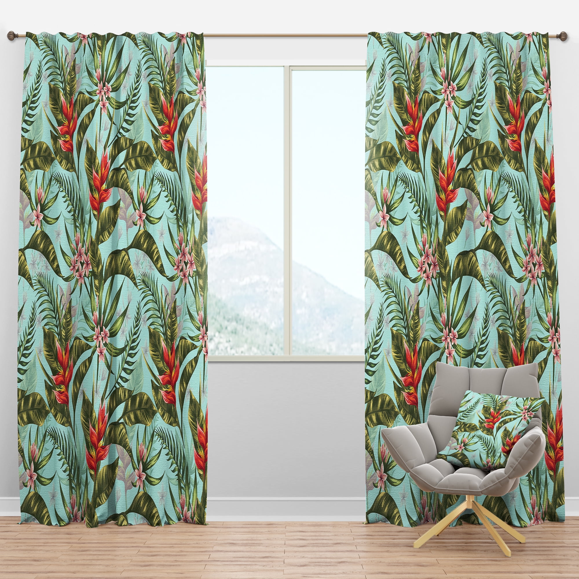 Designart 'Foliage Tropical I' Mid-Century Modern Blackout Curtain Panel