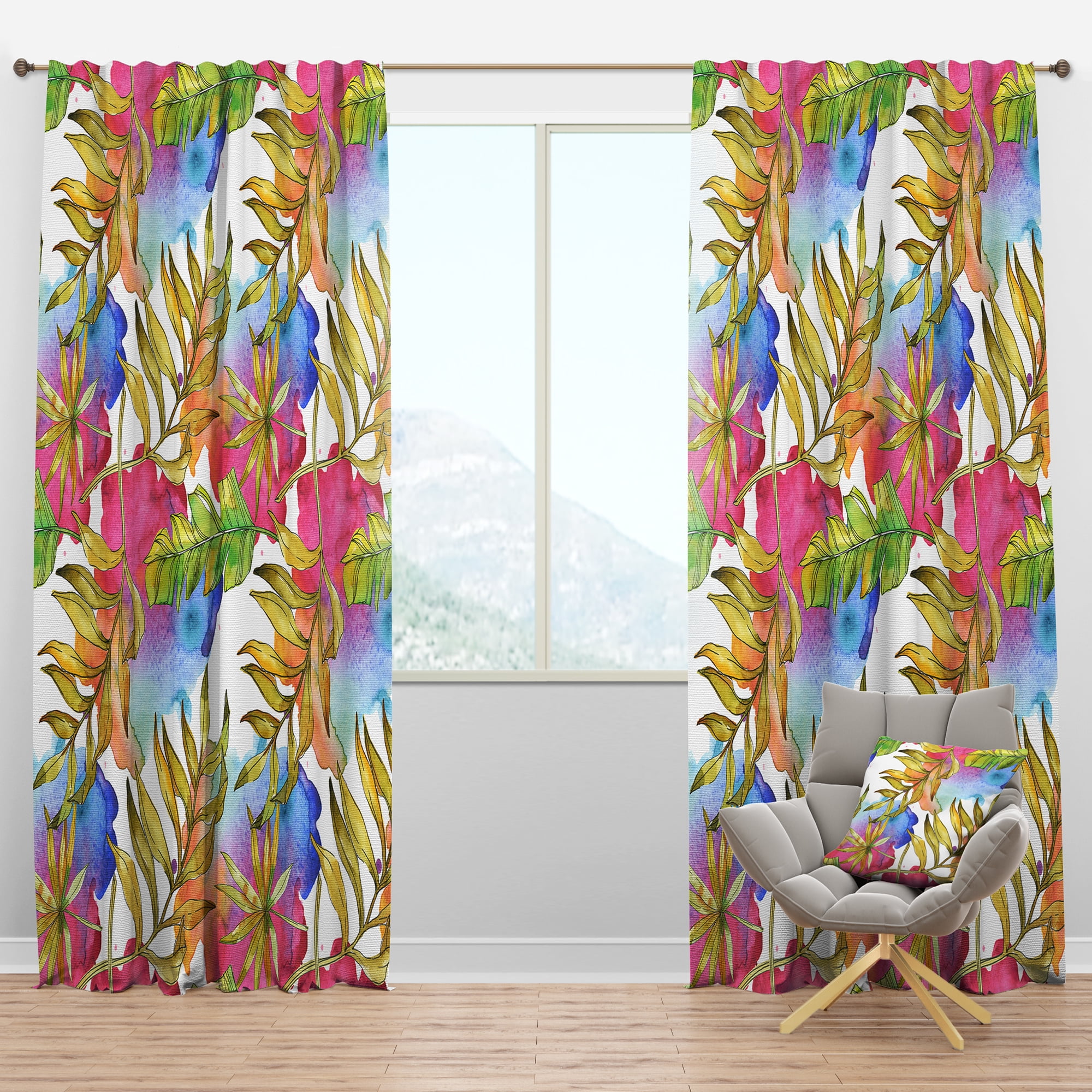 Designart 'Foliage Tropical II' Mid-Century Modern Blackout Curtain Panel