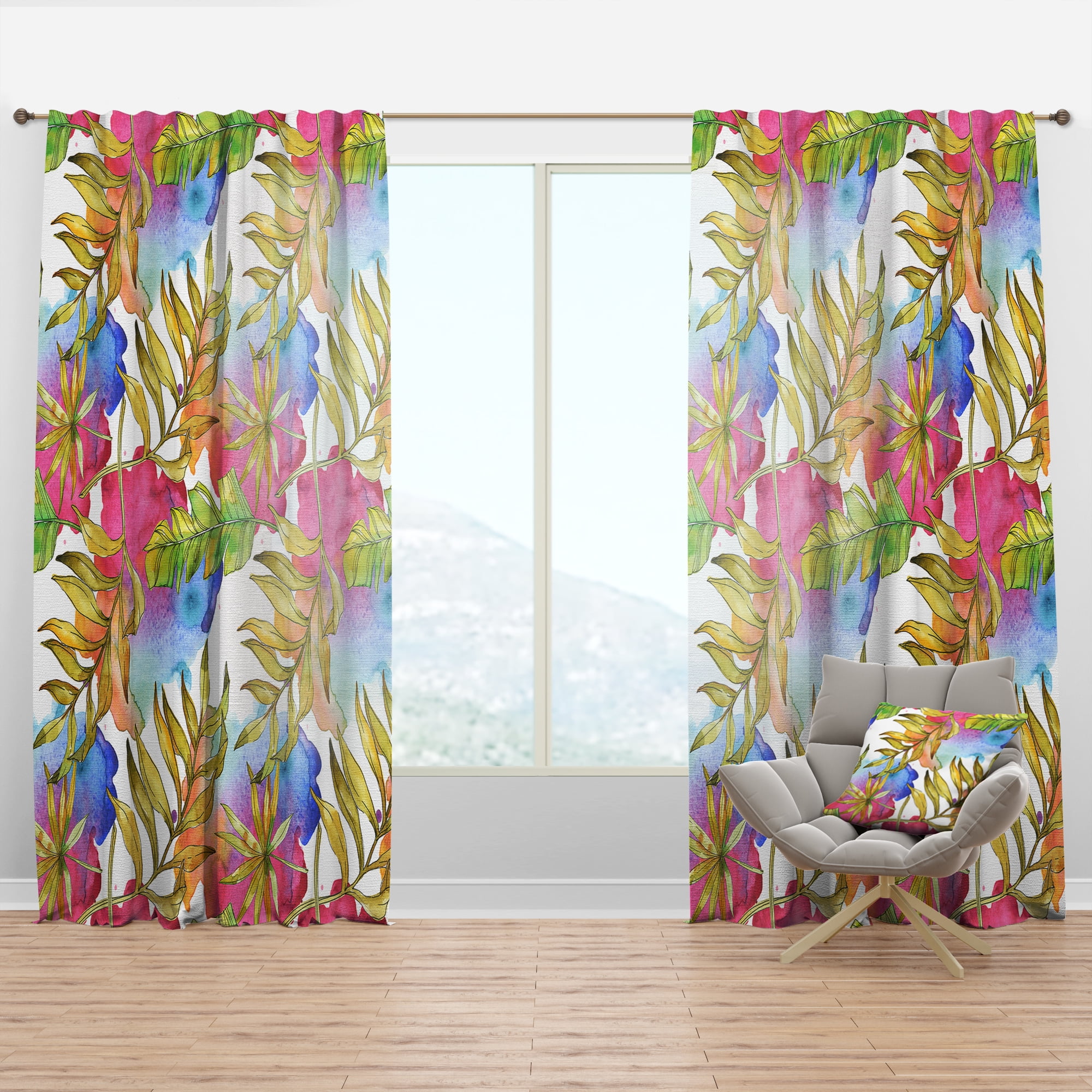 Designart 'Foliage Tropical II' Mid-Century Modern Curtain Panel