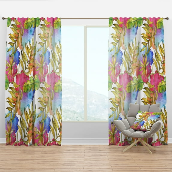 Designart 'Foliage Tropical II' Mid-Century Modern Curtain Panel
