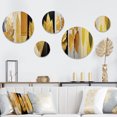 thumbnail image 1 of Designart "Foliage with Golden Geometric Elements II" Leaves Round Wall Art Set Of 5 - Gold Traditional Living Room Wall Metal Art Set, 1 of 6
