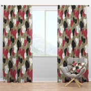Designart Folk Flowers Retro Pattern Mid-Century Modern Blackout Curtain Panel