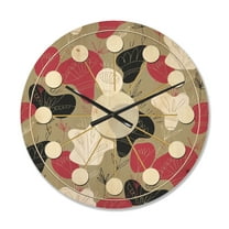 Designart 'Folk Flowers Retro Pattern' Mid-Century Modern Wood Wall Clock