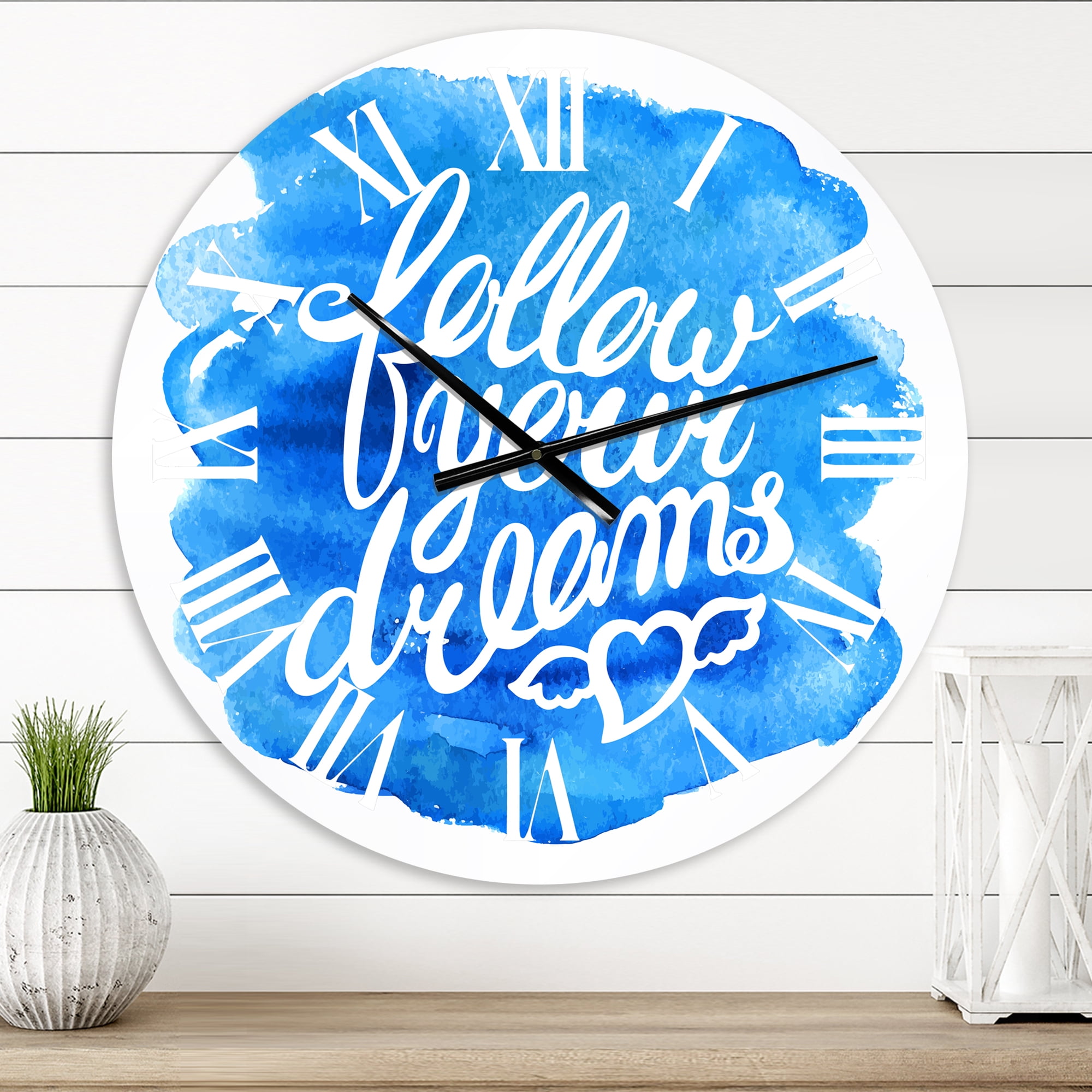 Designart 'Follow Your Dreams I' Modern Wall Clock