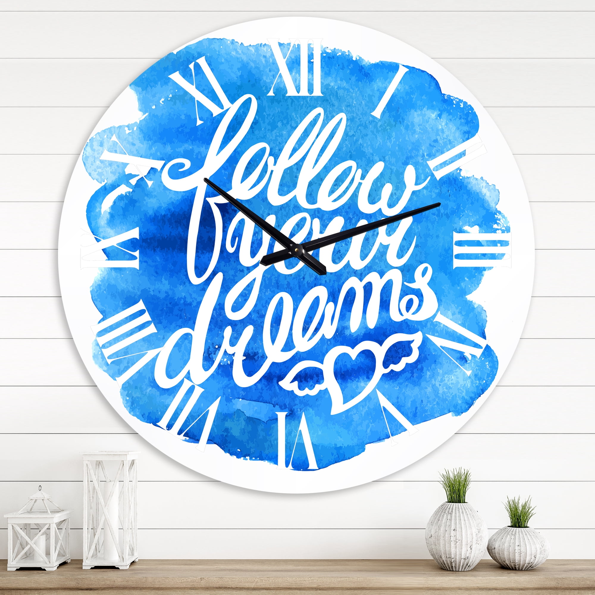 Designart 'Follow Your Dreams I' Modern Wall Clock