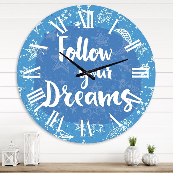 Designart 'Follow Your Dreams Ii' Modern Wall Clock