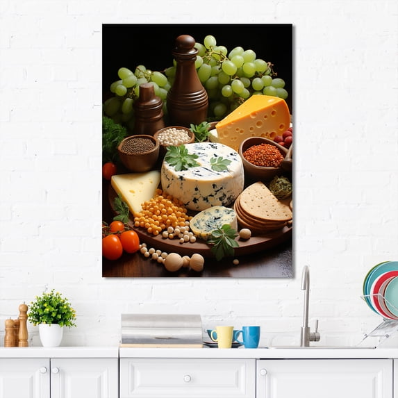 Designart "Food Cheese Painting Dot I" Food & Beverage Canvas Wall Art
