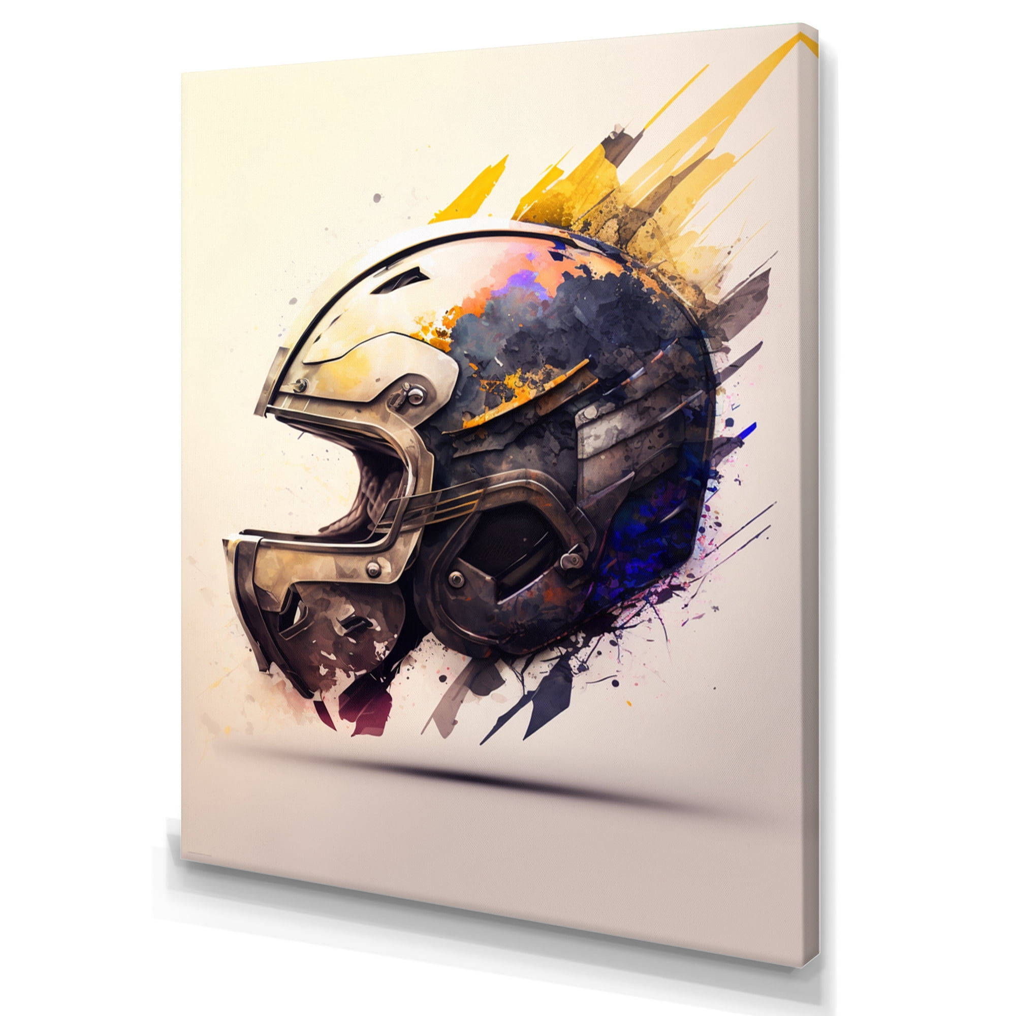 Designart Football Player Helmet III Canvas Wall Art