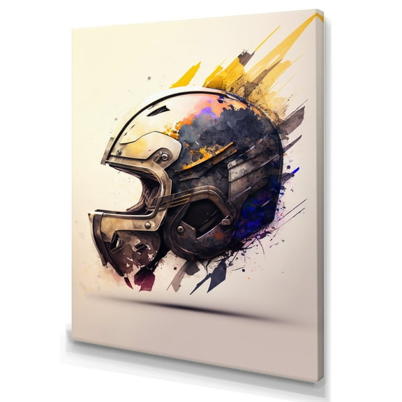 Designart Football Player Helmet III Canvas Wall Art