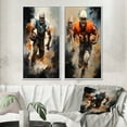 thumbnail image 1 of Designart "Football Rapid landscape" Football Framed Wall Art Set Of 2 - Teal Sports Frame Gallery Set For Office Decor, 1 of 7