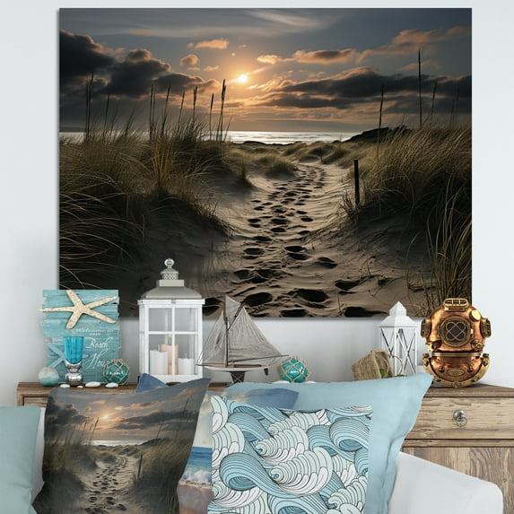 Designart "Footprints In Beach Photo I" Nautical & Beach Wall Art Print