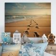 thumbnail image 1 of Designart "Footprints In Beach Photo V" Nautical & Beach Print on Natural Pine Wood, 1 of 5
