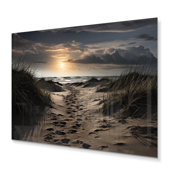 Designart "Footprints In Beach Photo VI" Nautical & Beach Metal Wall Art