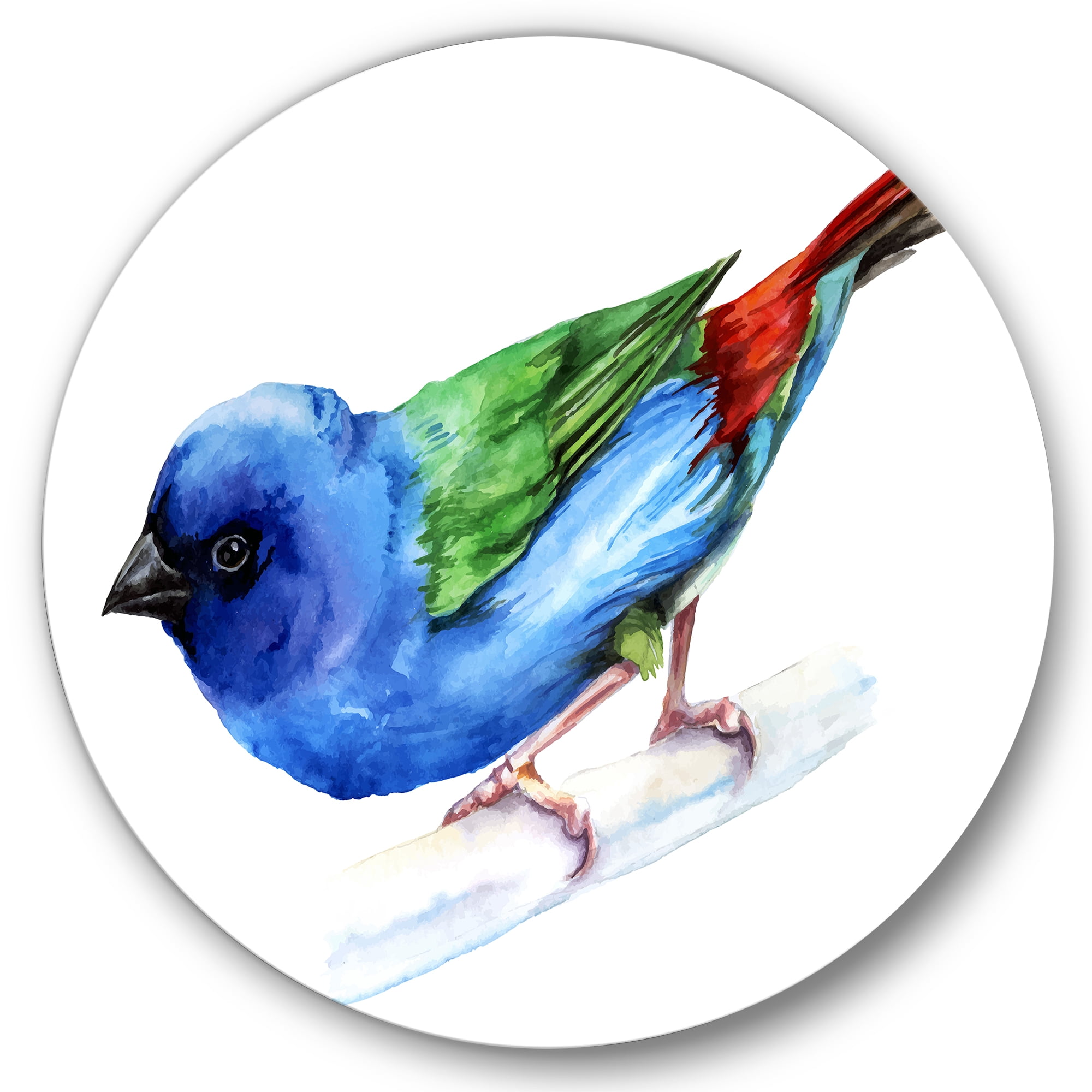 Designart 'Forbes Finch Bird On Branch' Traditional Circle Metal Wall Art 29x29 - Disc of 29