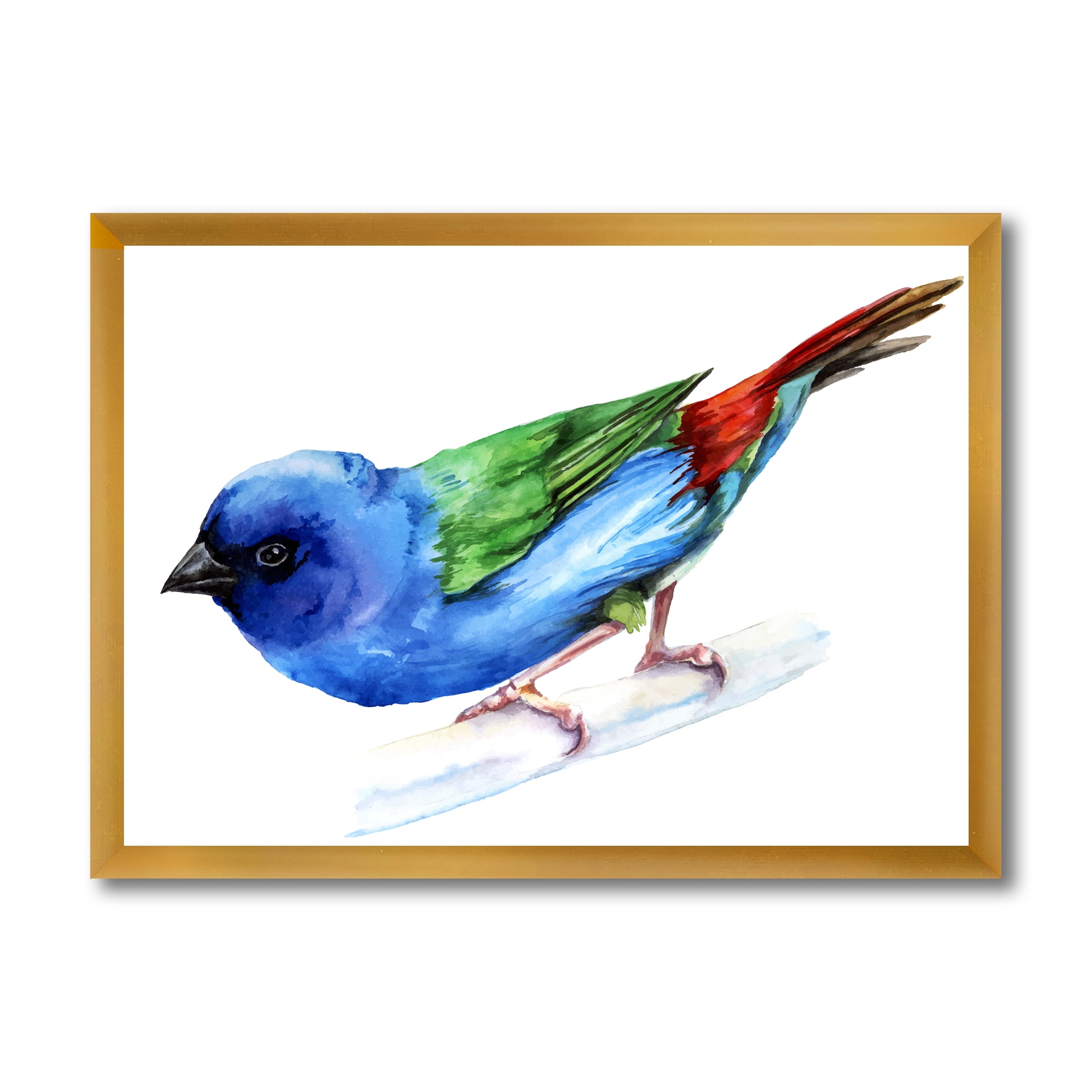 Designart 'Forbes Finch Bird On Branch' Traditional Framed Art Print