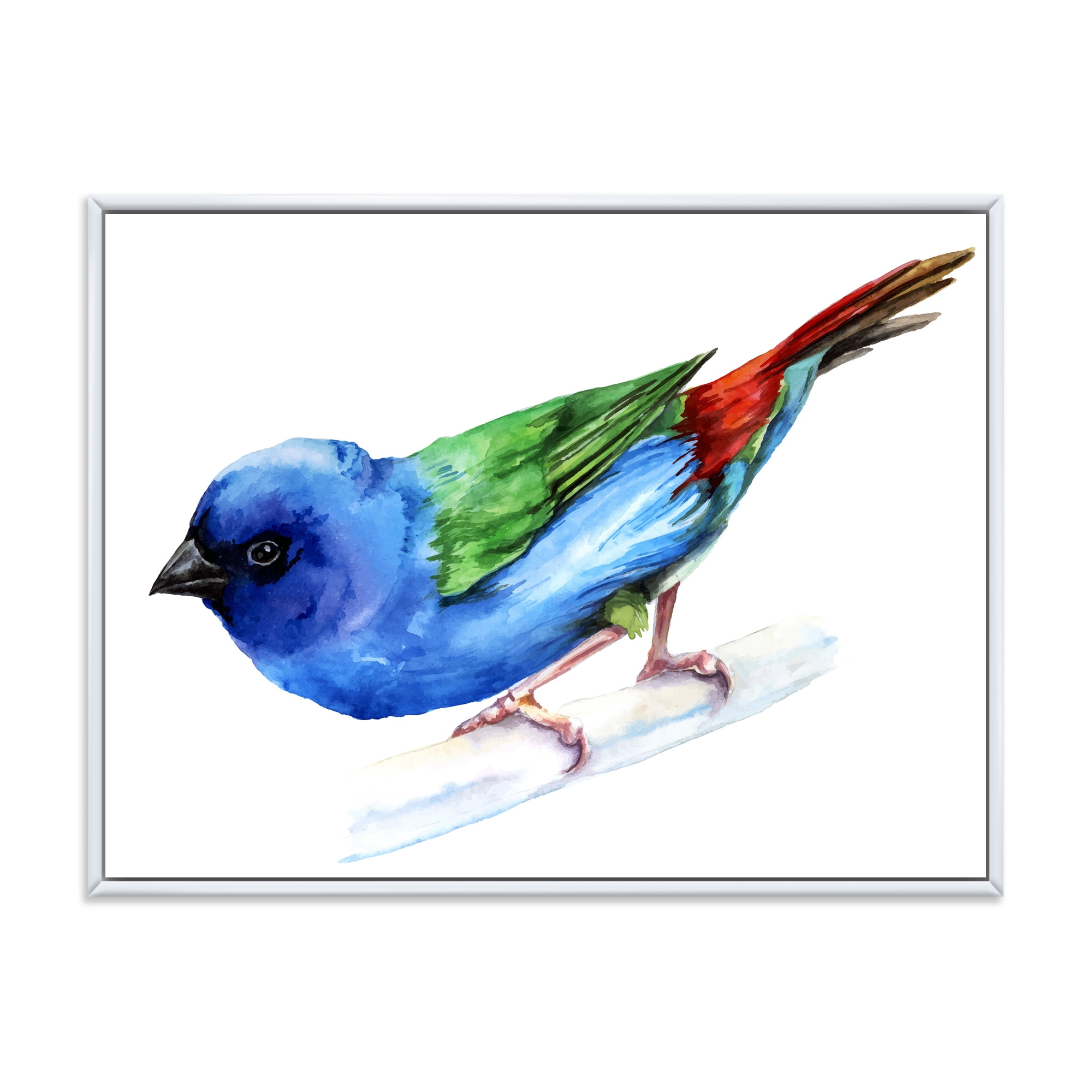 Designart 'Forbes Finch Bird On Branch' Traditional Framed Canvas Wall Art Print