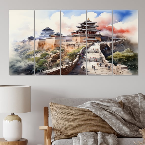 Designart "Forbidden City China Art painting II" Chinese Art Living Room Set