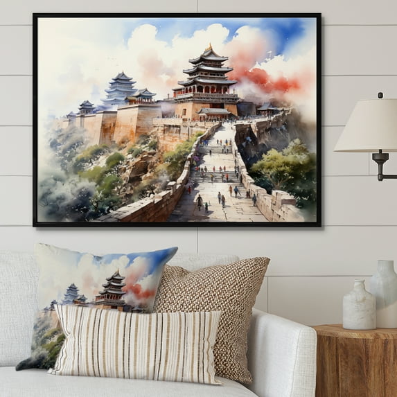 Designart "Forbidden City China Art painting II" Chinese Floater Framed Wall Art Living Room