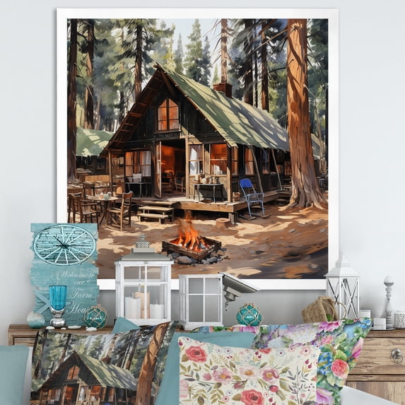 Designart "Forest Camping Retreat III" Food & Beverage Framed Wall Art Decor - Traditional Brown Fruits Living Room Framed Canvas Art