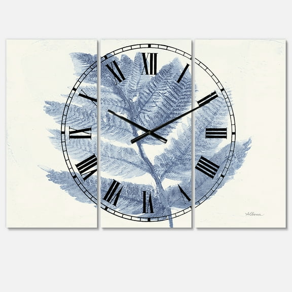Designart 'Forest Ferns Blue' Farmhouse wall clock