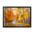 thumbnail image 1 of Designart 'Forest Full Of Fallen Leaves In Autumn Along River' Lake House Framed Art Print, 1 of 4