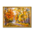 thumbnail image 1 of Designart 'Forest Full Of Fallen Leaves In Autumn Along River' Lake House Framed Art Print, 1 of 1