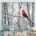 thumbnail image 1 of Designart "Forest Guardian Monochrome Red Grey Bird II" Animals Floater Framed Canvas Print, 1 of 7
