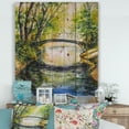 thumbnail image 1 of Designart 'Forest Park With Bridge Over Troubled Water' Lake House Print on Natural Pine Wood, 1 of 5