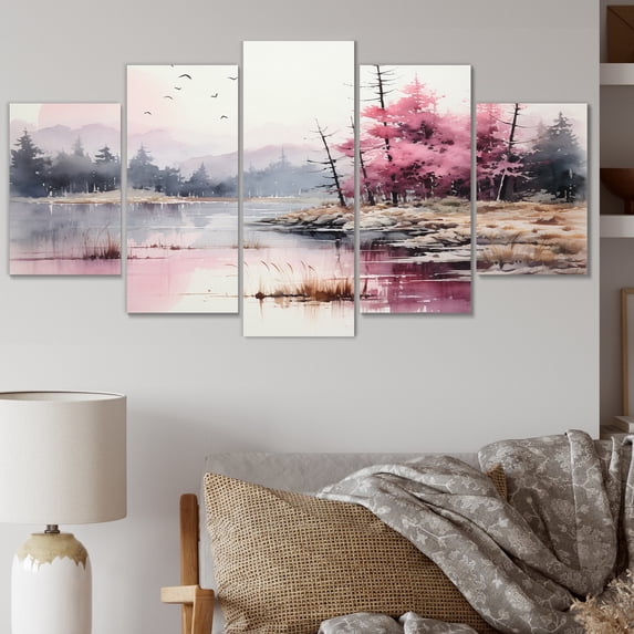 Designart "Forest Retreat Oasis II" Countryside Metal Art Print Set