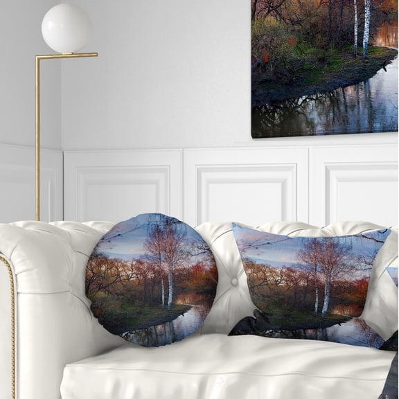 Designart Forest River in the Spring - Landscape Photo Throw Pillow - 12x20
