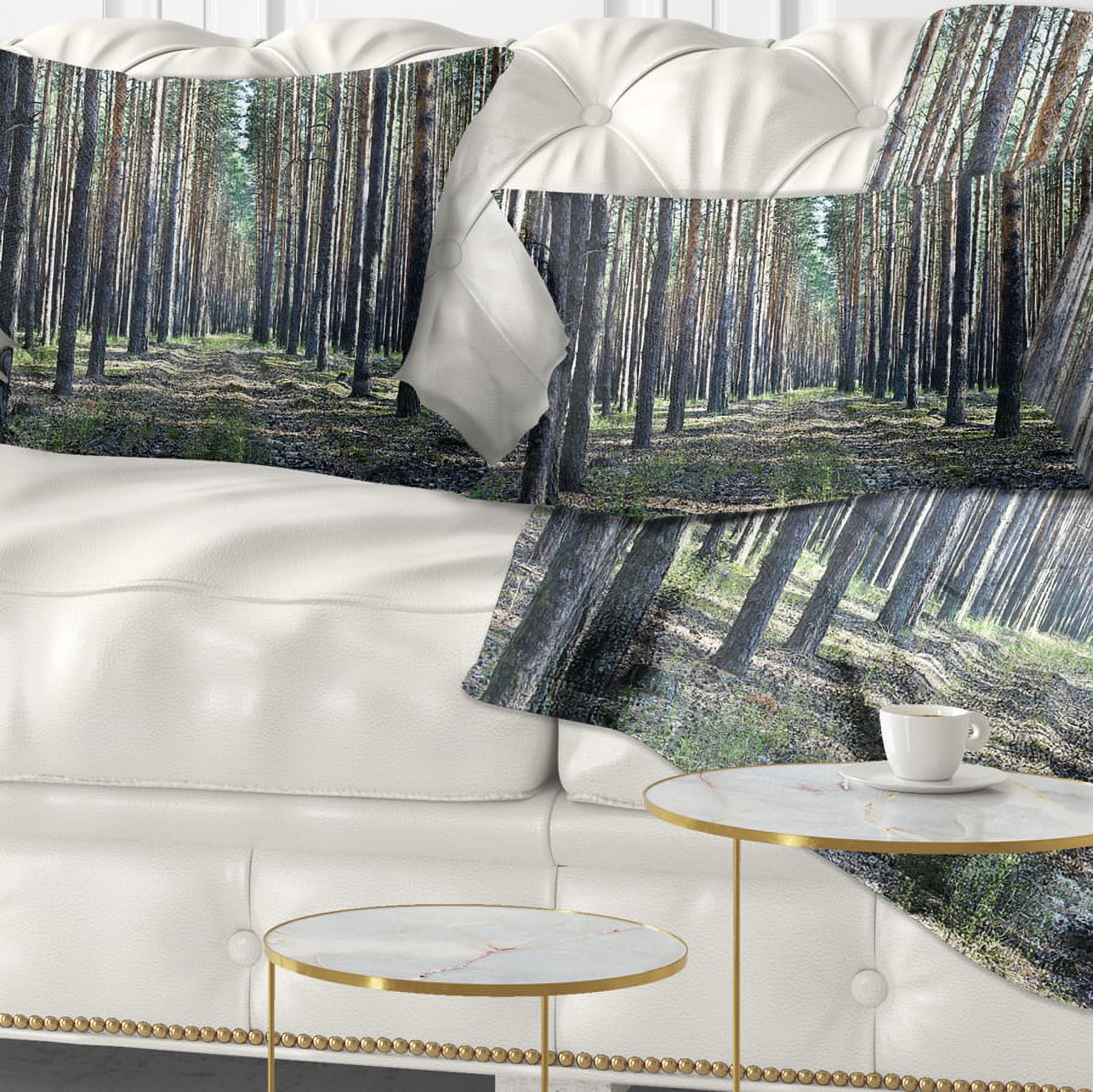 Designart Forest Road in Thick Woods - Modern Forest Throw Pillow - 12x20