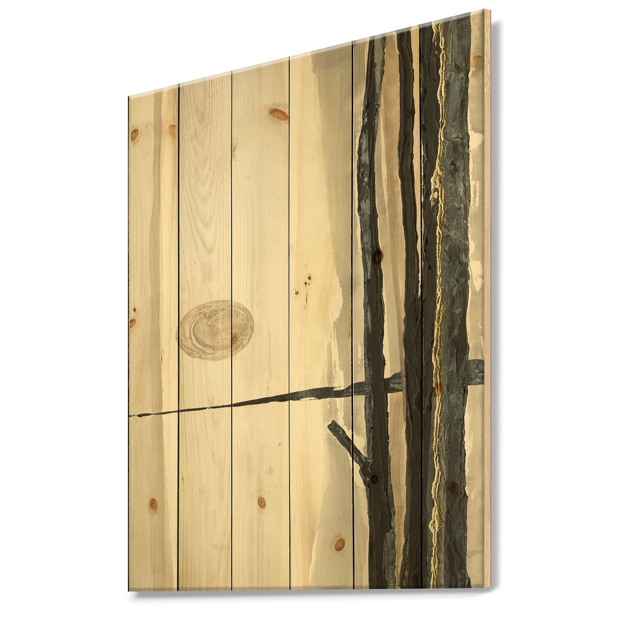 Designart 'Forest Silhouette I' Modern Farmhouse Print on Natural Pine Wood
