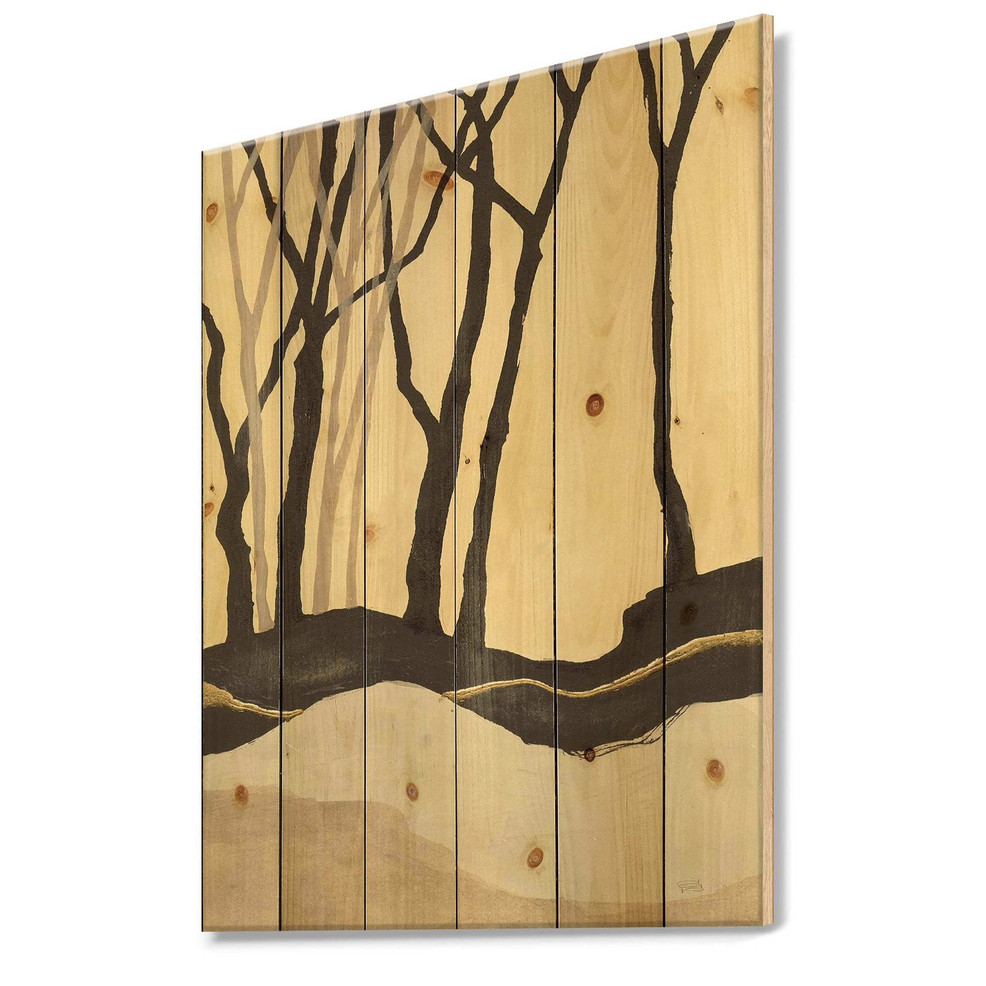 Designart 'Forest Silhouette IV' Modern Farmhouse Print on Natural Pine Wood