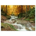 thumbnail image 1 of Designart 'Forest Waterfall with Yellow Trees ' Large Landscape Canvas Art Print, 1 of 3