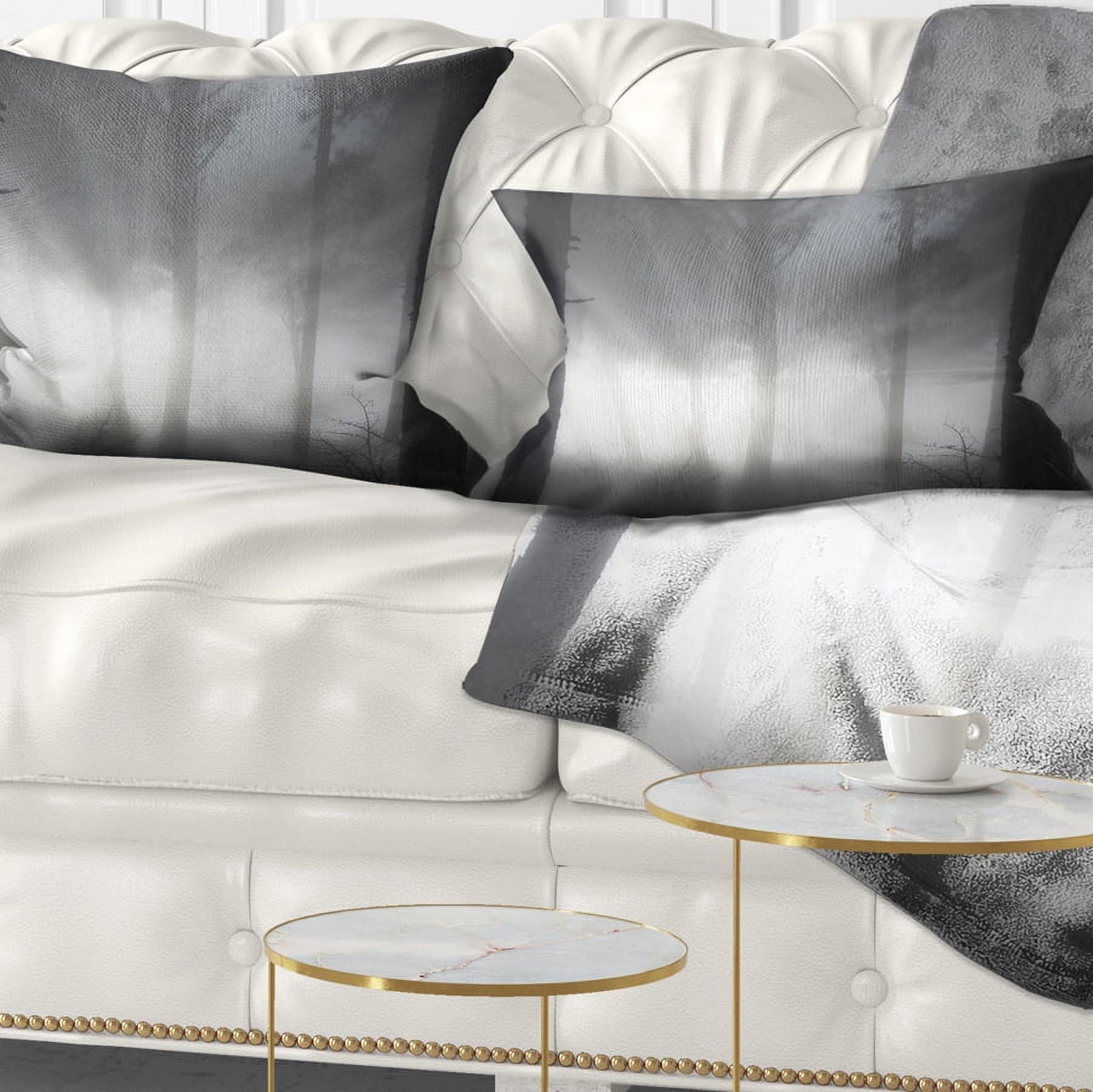 Designart Forest in Heavy Autumn Mist - Landscape Photo Throw Pillow - 12x20