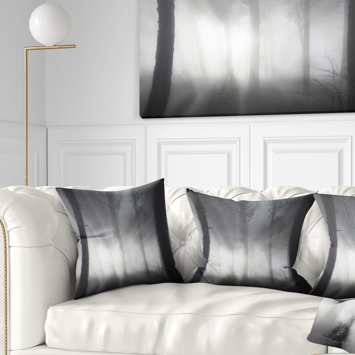 Designart Forest in Heavy Autumn Mist - Landscape Photo Throw Pillow - 18x18