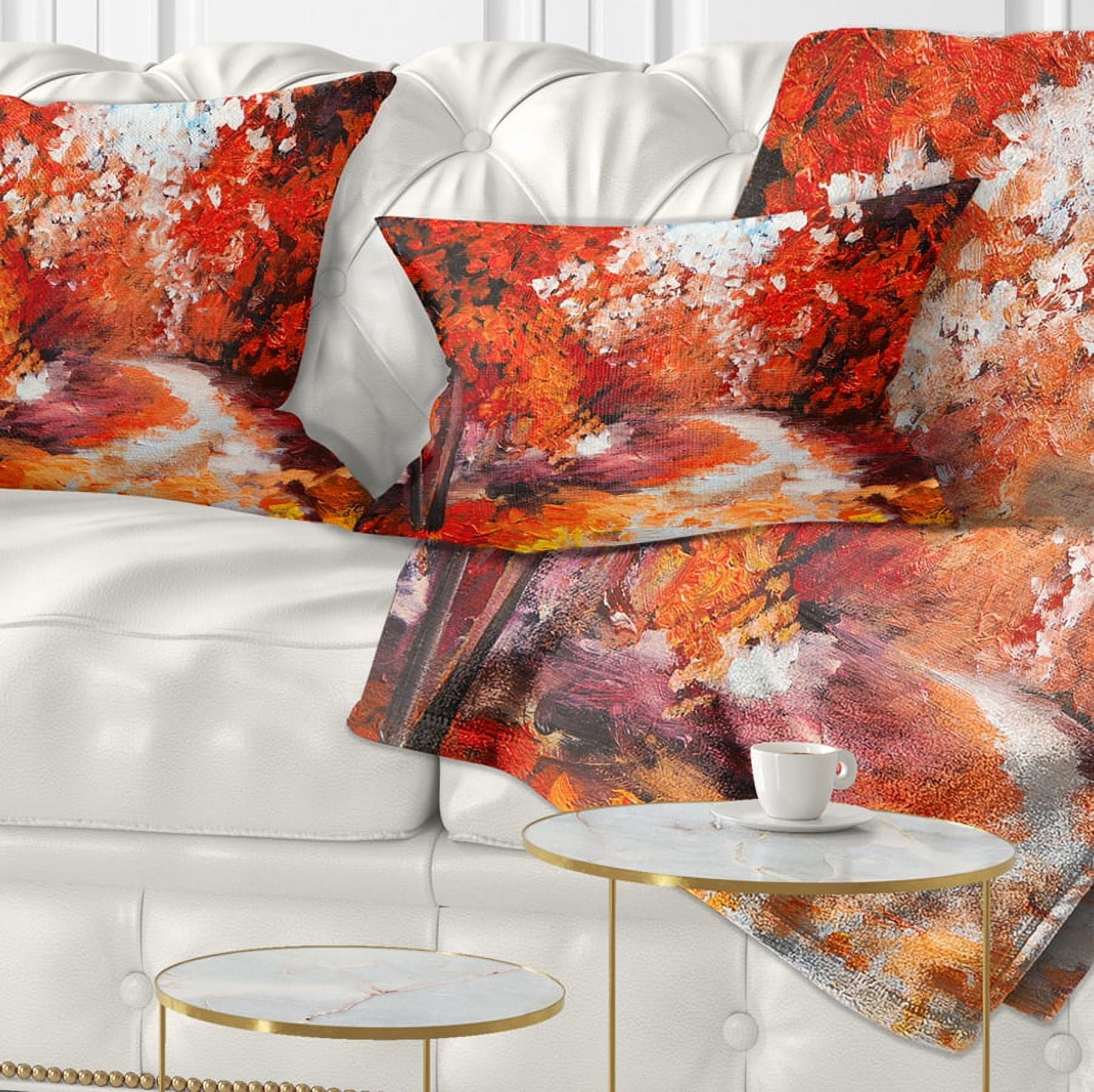 Designart Forest in the Fall - Landscape Printed Throw Pillow - 12x20
