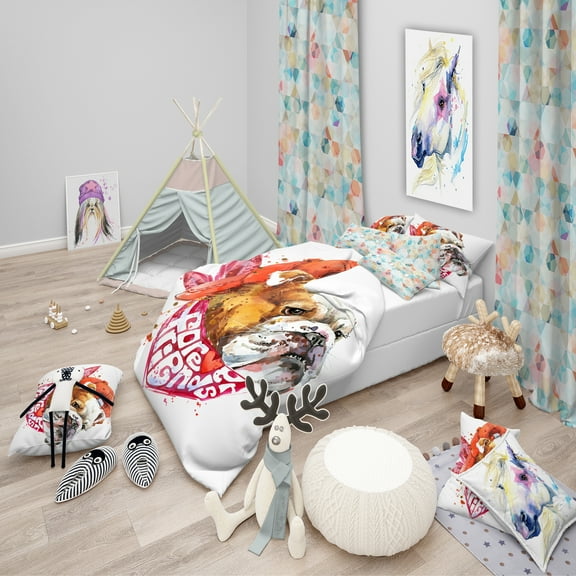 Designart 'Forever Friends Funny Dog' Modern & Contemporary Duvet Cover Set