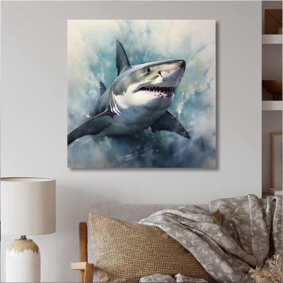Designart "Formidable Shark II" Animals Metal Wall Art