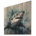 thumbnail image 1 of Designart "Formidable Shark II" Animals Print on Natural Pine Wood, 1 of 5