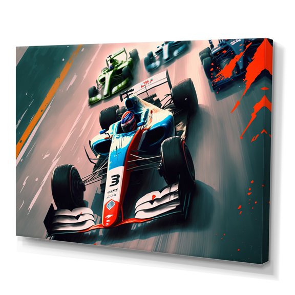 Designart Formula Car Racing V Canvas Wall Art