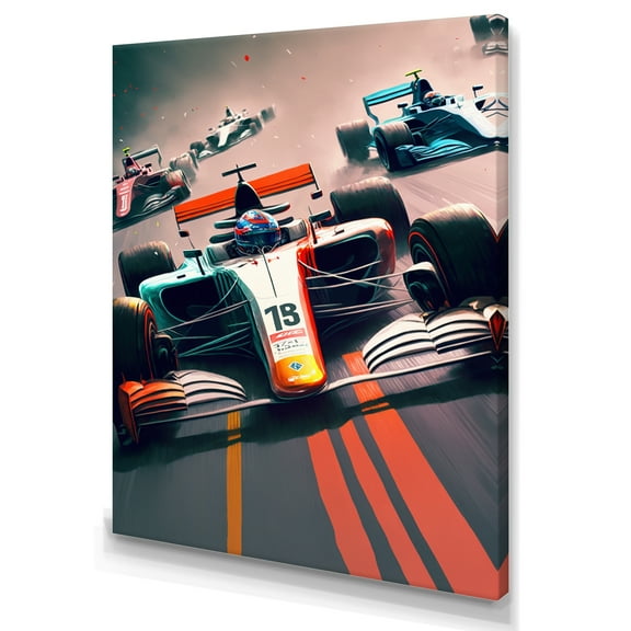 Designart Formula Car Racing VII Canvas Wall Art