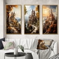 thumbnail image 1 of Designart "Fortress Golden Castles Majestic wall art II" Cityscapes Framed Wall Art Set Of 3 - Beige Castles Frame Gallery Set For Office Decor, 1 of 7
