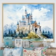 thumbnail image 1 of Designart "Fortresses Amid Mountain Scenery" Architecture Framed Wall Art - Traditional Blue Castles Living Room Framed Canvas Art, 1 of 6