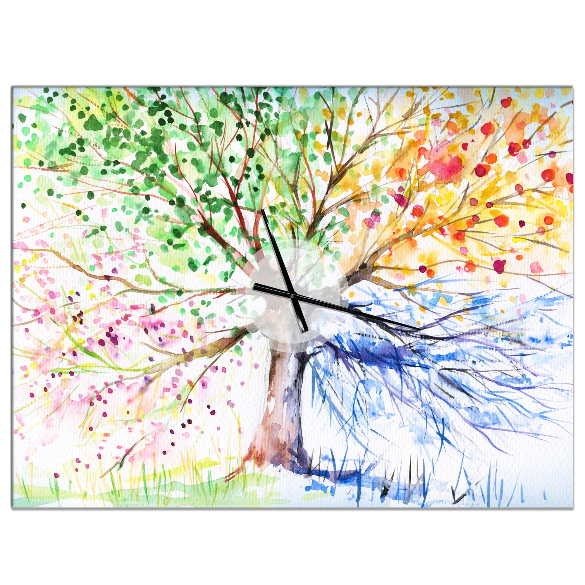 Designart 'Four Seasons Tree' Modern wall clock
