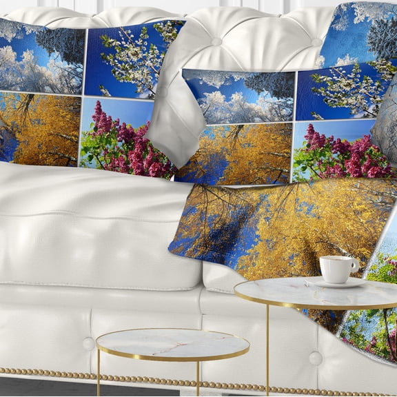 Designart Four Seasons of Nature Collage - Landscape Printed Throw Pillow - 12x20