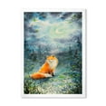 thumbnail image 1 of Designart 'Fox Over A Night Sky With Moon' Children's Art Framed Art Print, 1 of 4