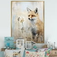 thumbnail image 1 of Designart "Fox Portrait In Minimalist Forest Setting II" Animals Fox Floater Framed Canvas Wall Art, 1 of 5