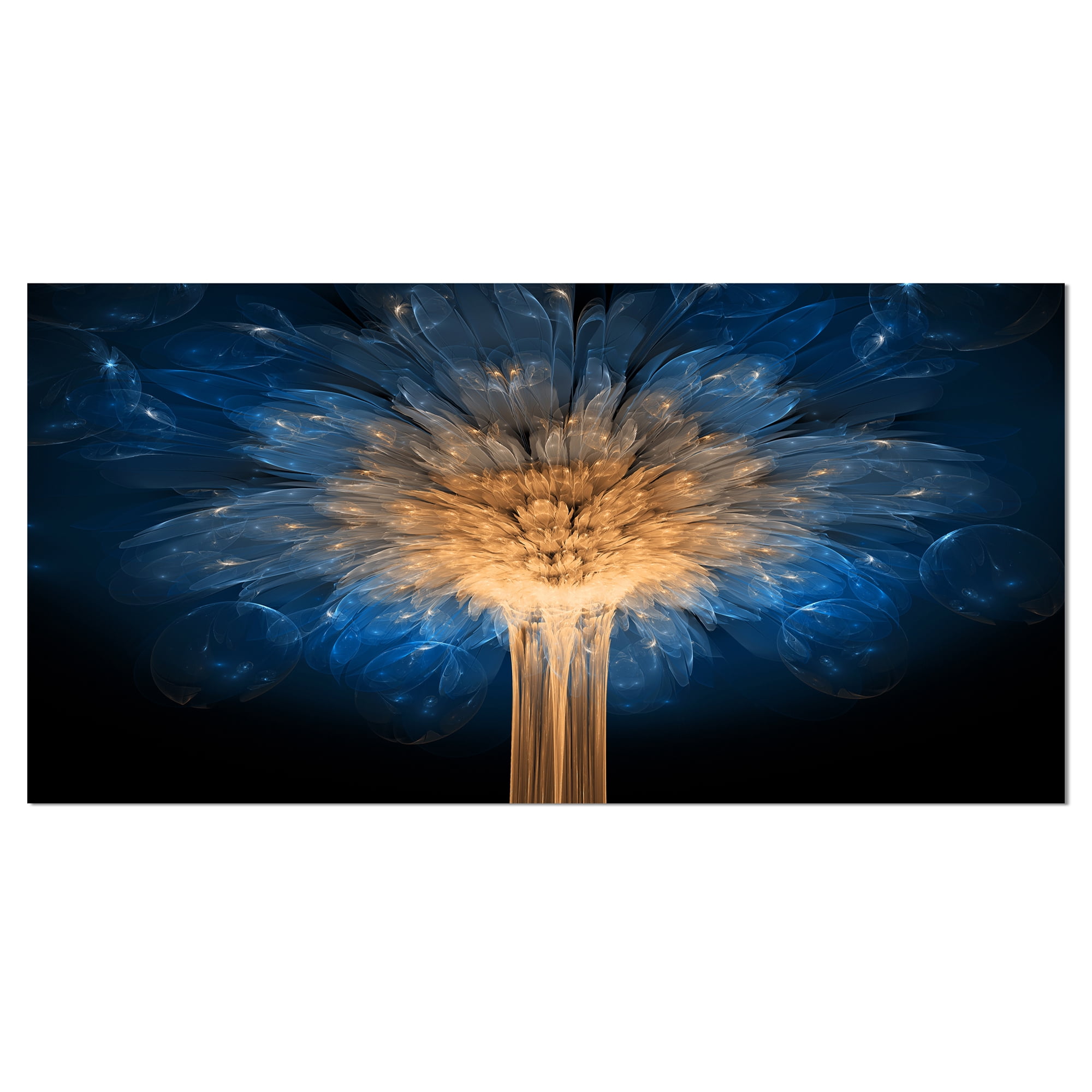 Designart 'Fractal 3D Blue Dragon Flower ' Abstract Canvas Art Print